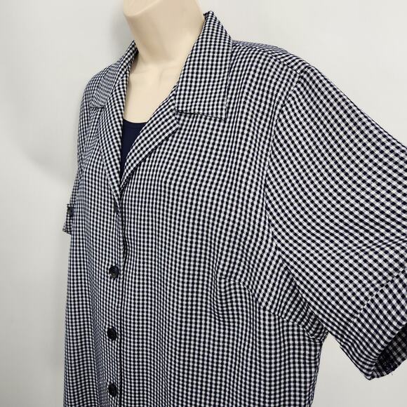 Maggie Barnes 2-in-1 Button Blouse Women's Plus Size 20W Checkered Short Sleeve - Picture 4 of 11